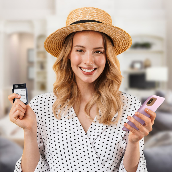 Woman holding Pairing Devices Image